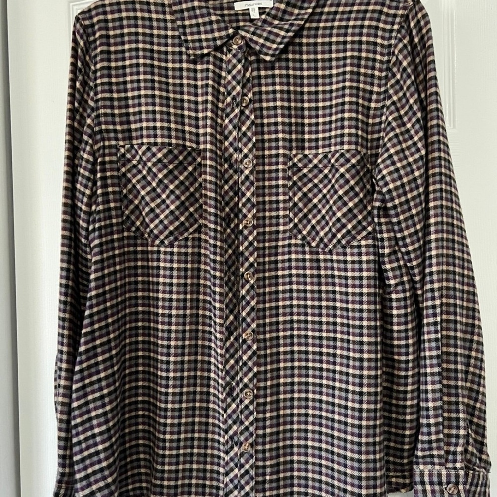 Maurices Multicolor Plaid Button-Down Shirt